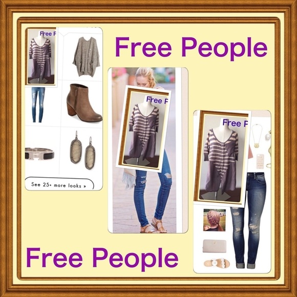 Free People linen silk hi lo oversized top mauve striped - Picture 2 of 4